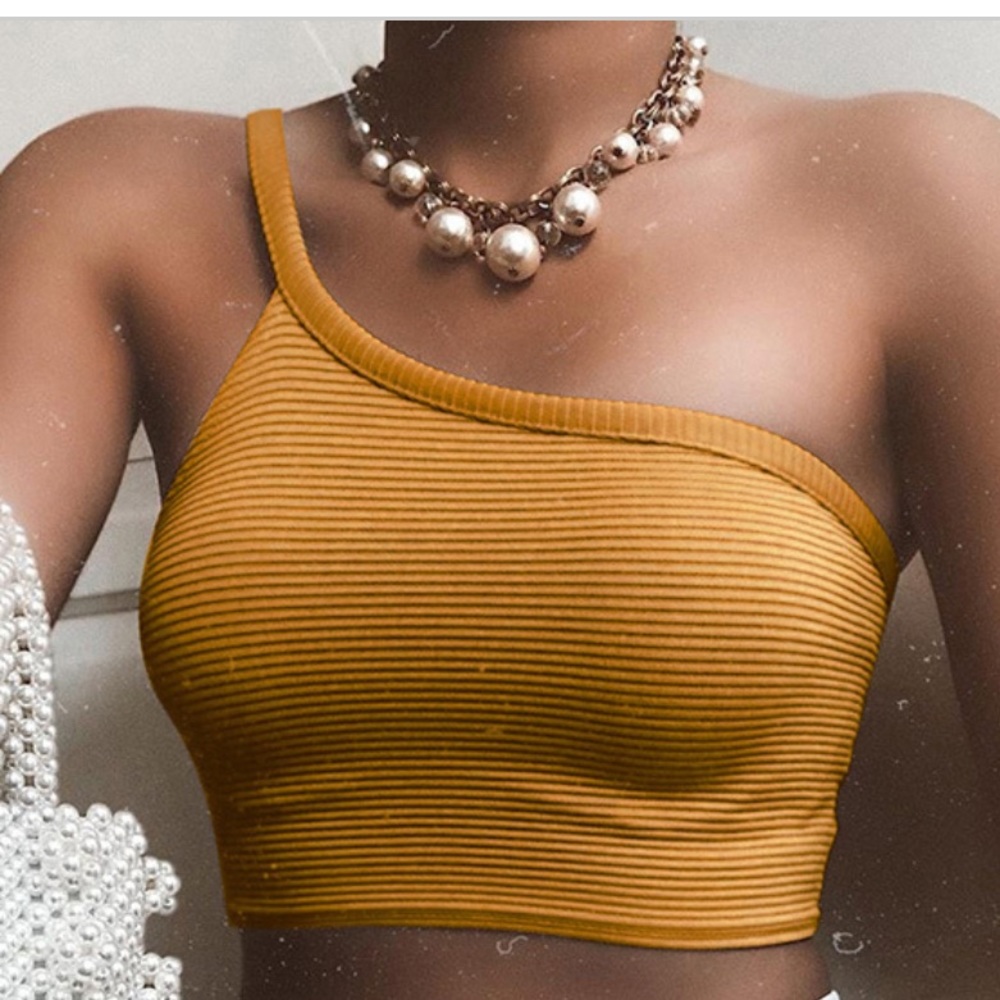 Chic Solid Color One Strap Cropped Cami